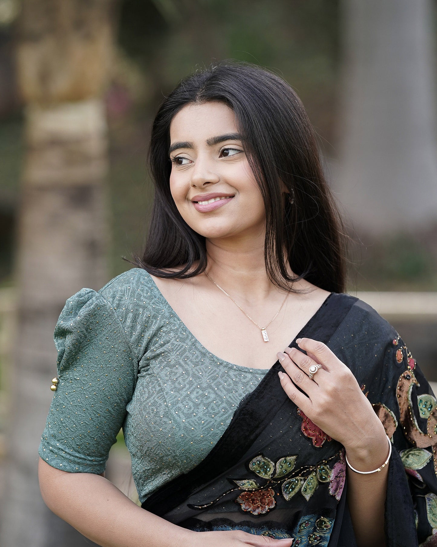 Aneri Sea Green Puff Sleeve Blouse