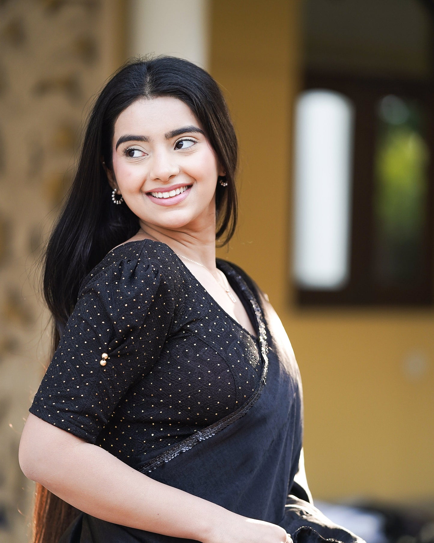 Aneri Black Puff Sleeve Blouse
