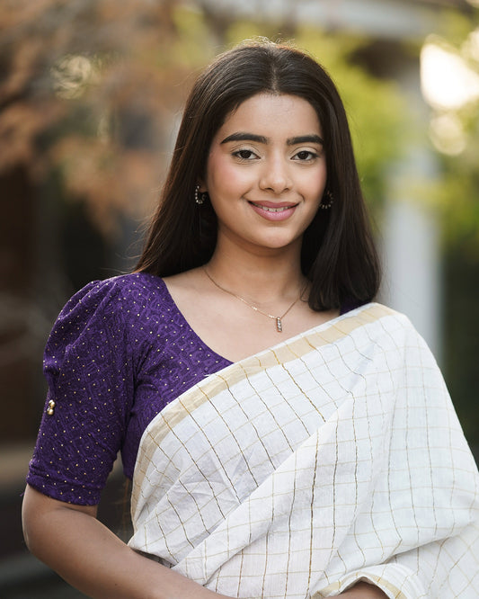 Aneri Purple Puff Sleeve Blouse