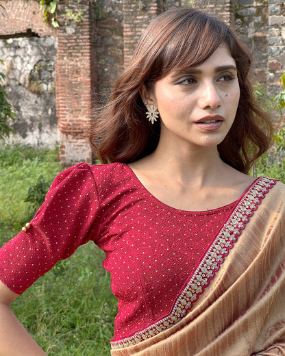 Aneri Maroon Puff Sleeve Blouse