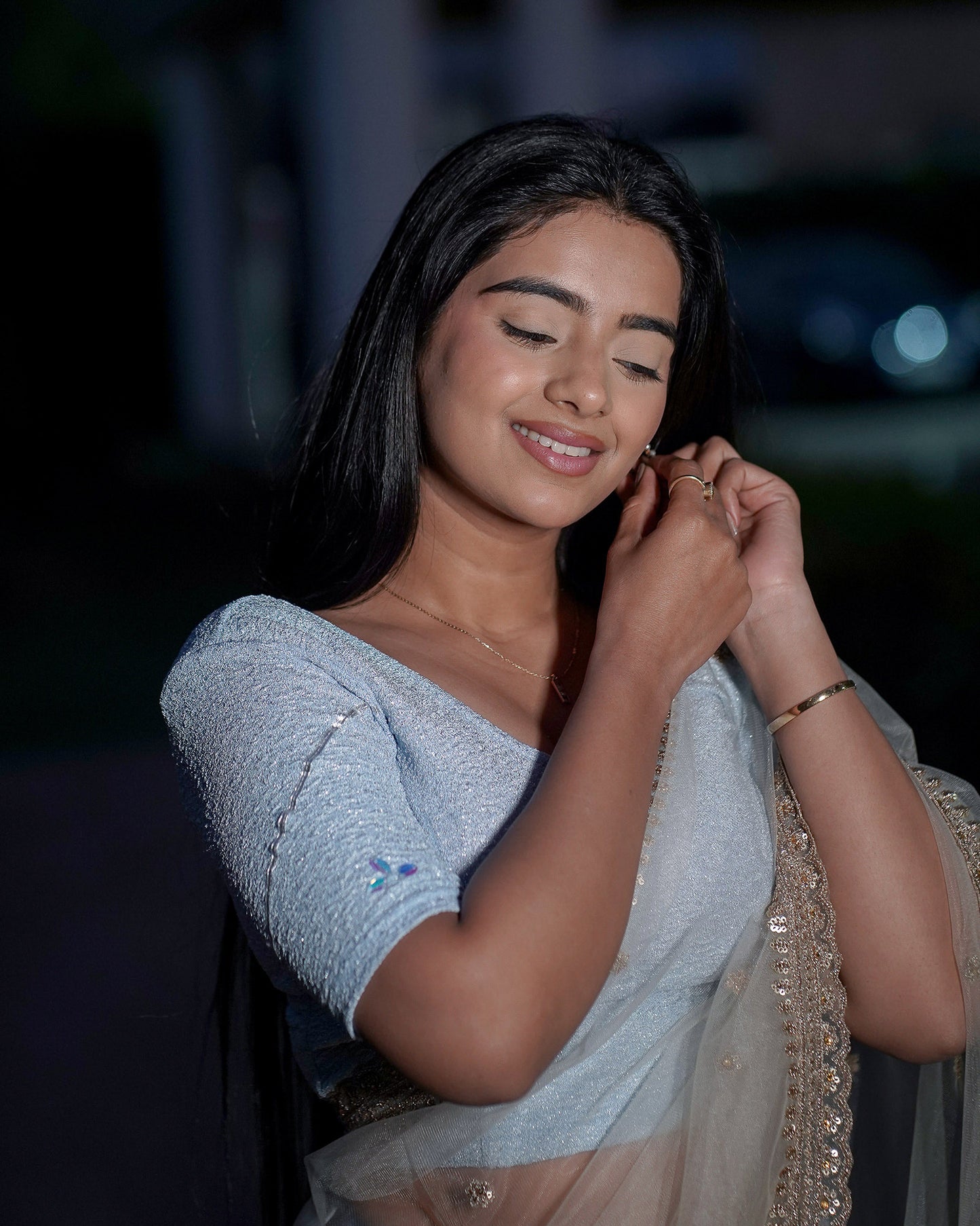 Mira Powder Blue Handwork Designer Blouse