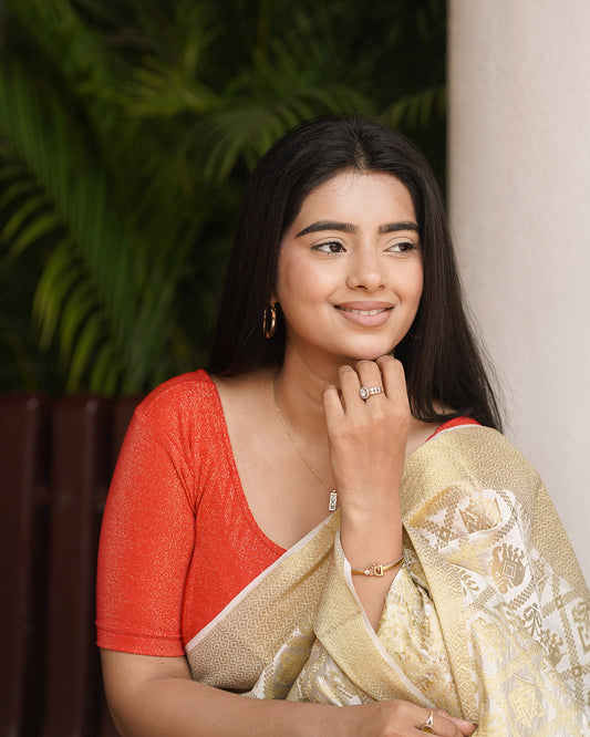 Aditi Red Zari Stretchable Blouse