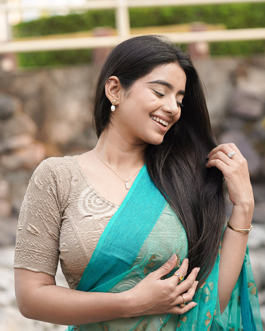 Koyal Wood Brown Metallic Blouse