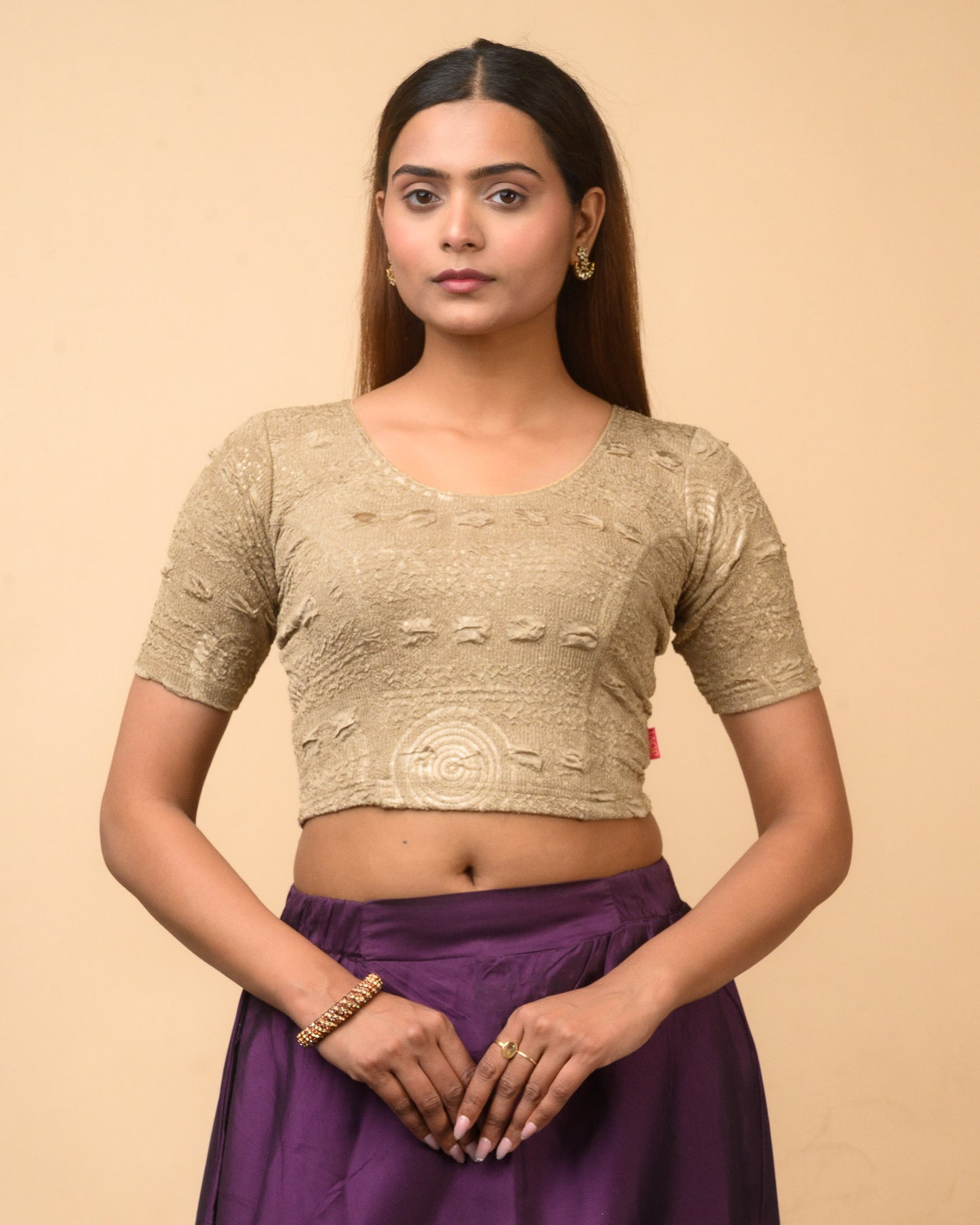 Koyal Wood Brown Metallic Blouse