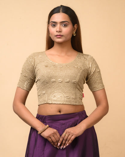 Koyal Wood Brown Metallic Blouse