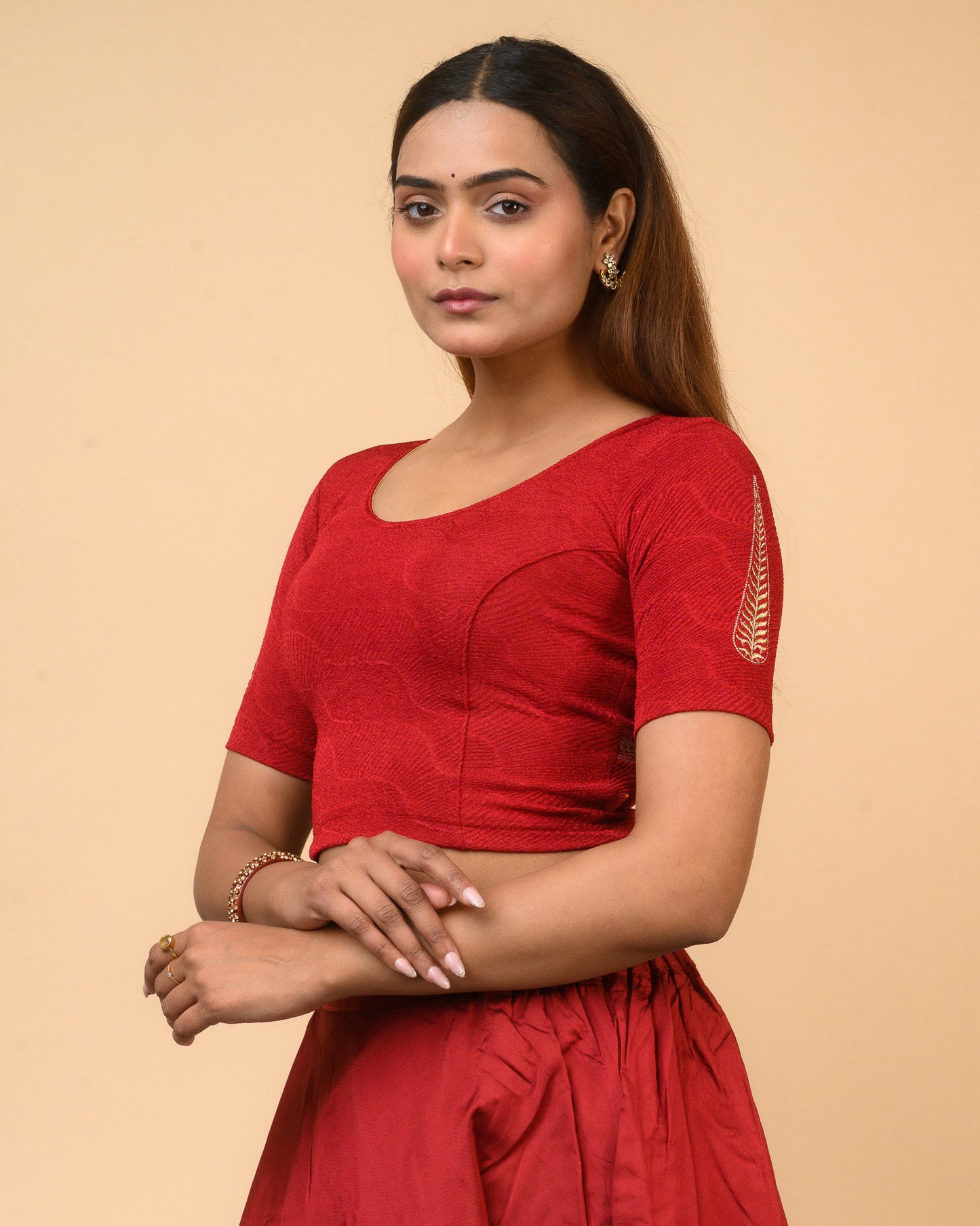 Mirai Maroon Zari Embroidered Blouse