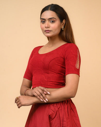 Mirai Maroon Zari Embroidered Blouse