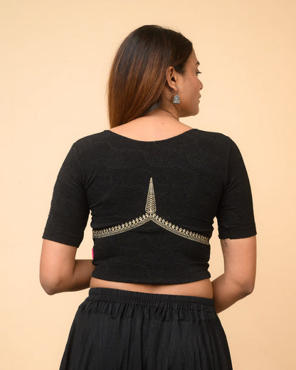 Mirai Black Zari Embroidered Blouse