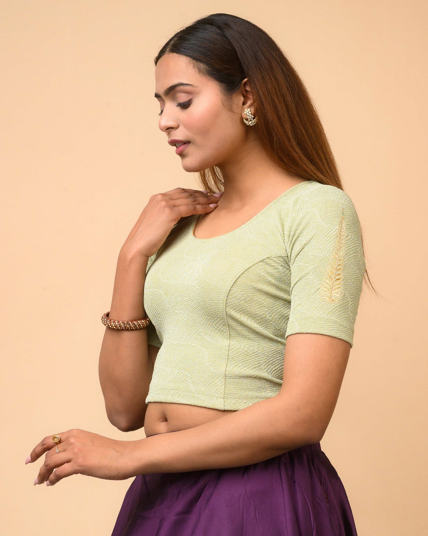 Mirai Olive Zari Embroidered Blouse