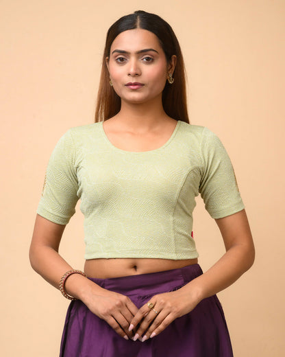 Mirai Olive Zari Embroidered Blouse