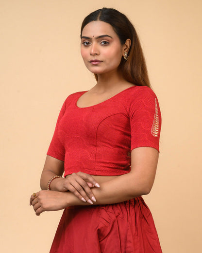 Mirai Red Zari Embroidered Blouse