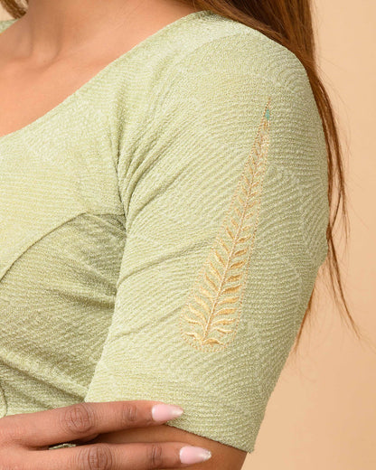 Mirai Olive Zari Embroidered Blouse