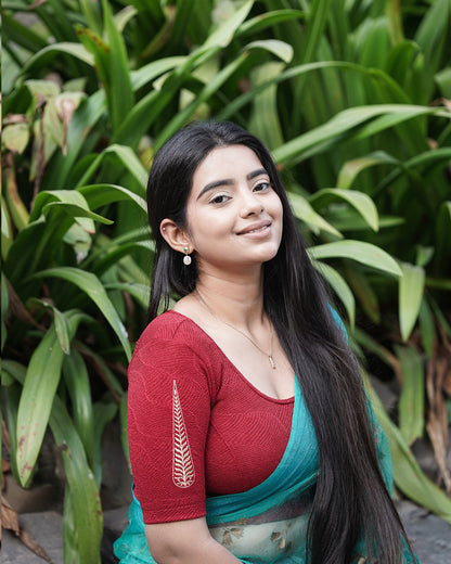 Mirai Maroon Zari Embroidered Blouse