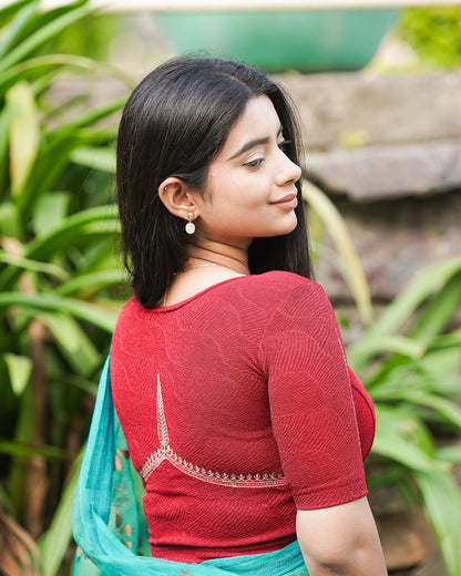Mirai Maroon Zari Embroidered Blouse