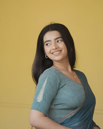 Mirai Titanium Zari Embroidered Blouse