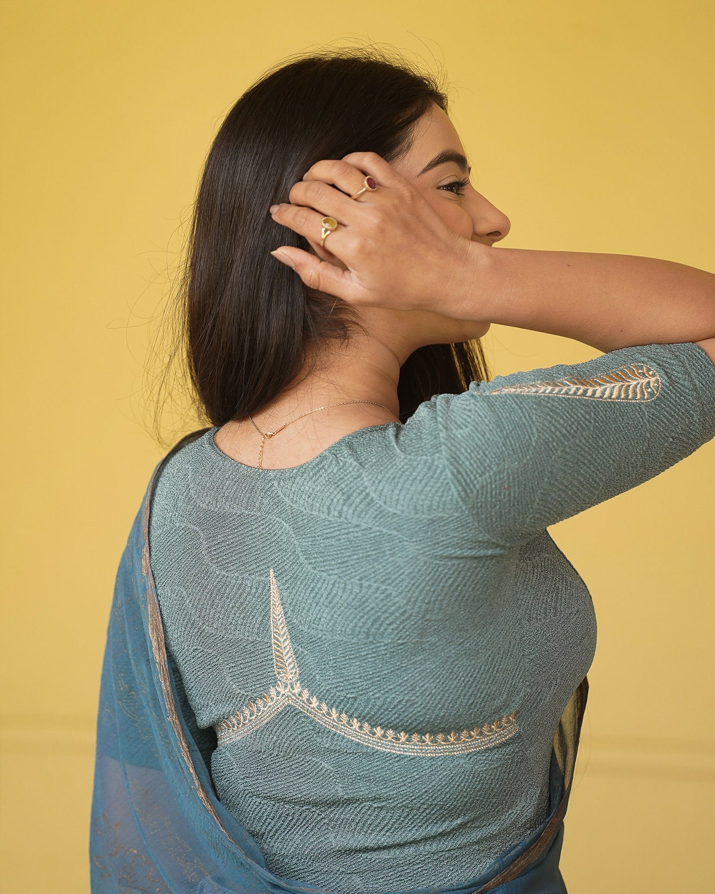 Mirai Titanium Zari Embroidered Blouse