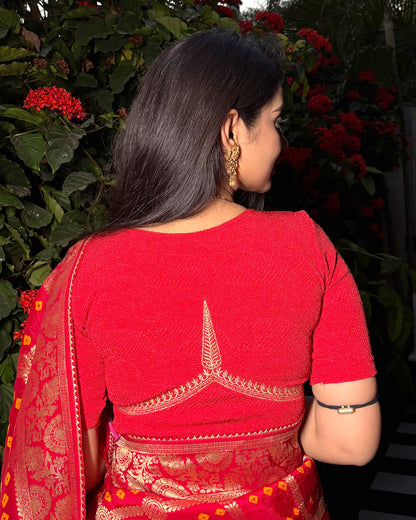 Mirai Red Zari Embroidered Blouse