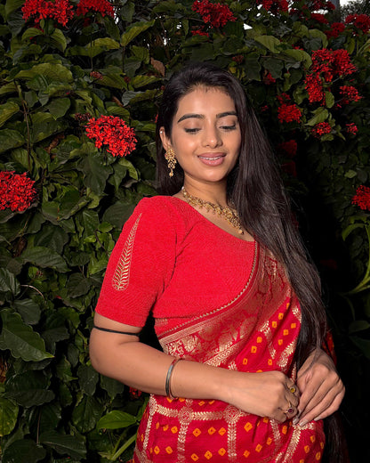 Mirai Red Zari Embroidered Blouse
