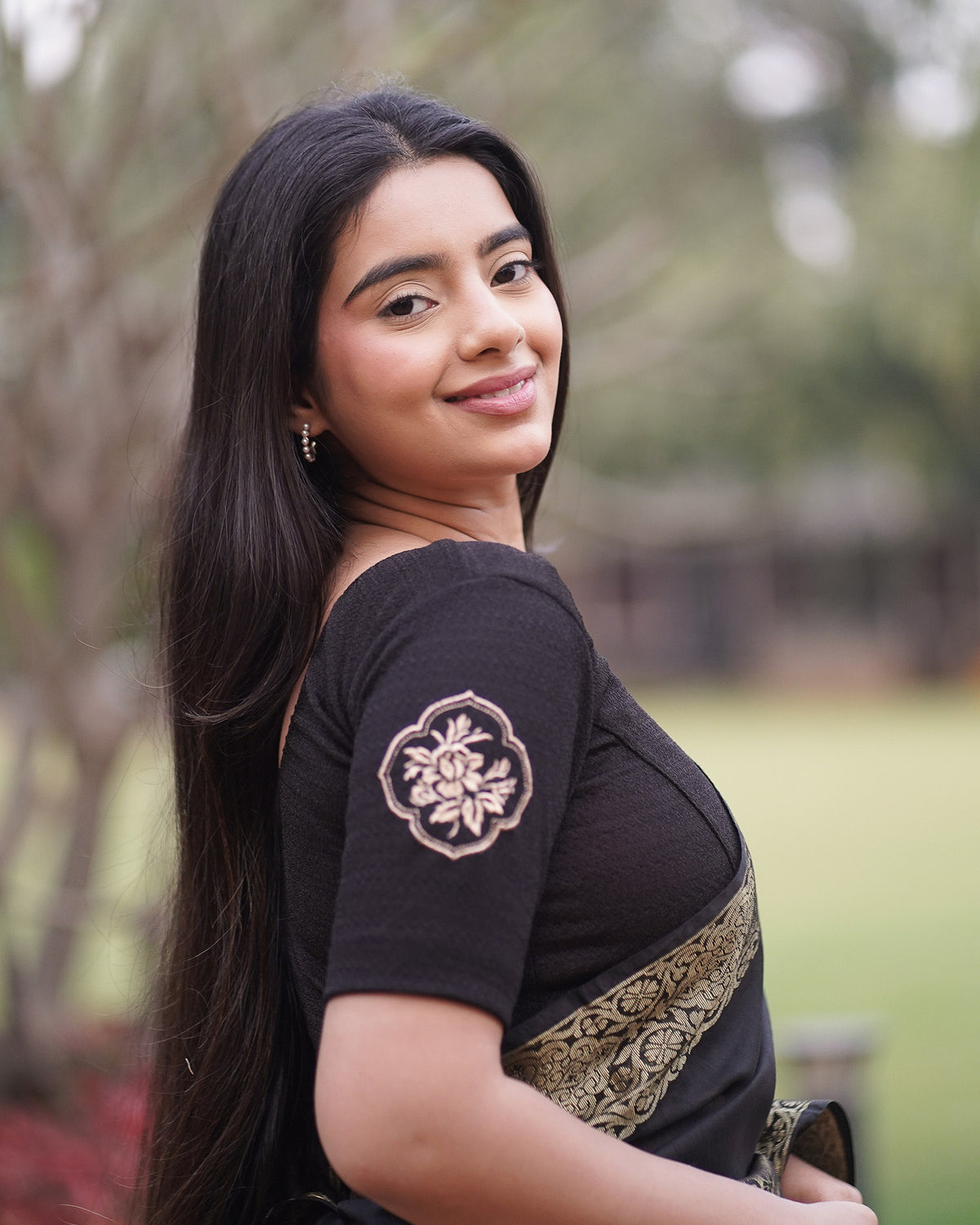 Vismita Black Rose Embroidered Blouse