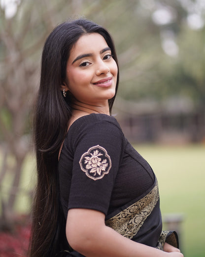 Vismita Black Rose Embroidered Blouse