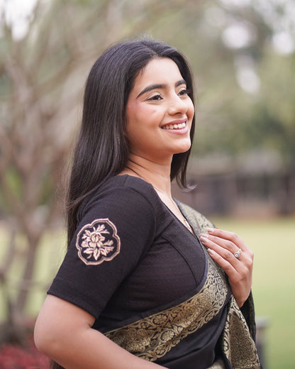 Vismita Black Rose Embroidered Blouse