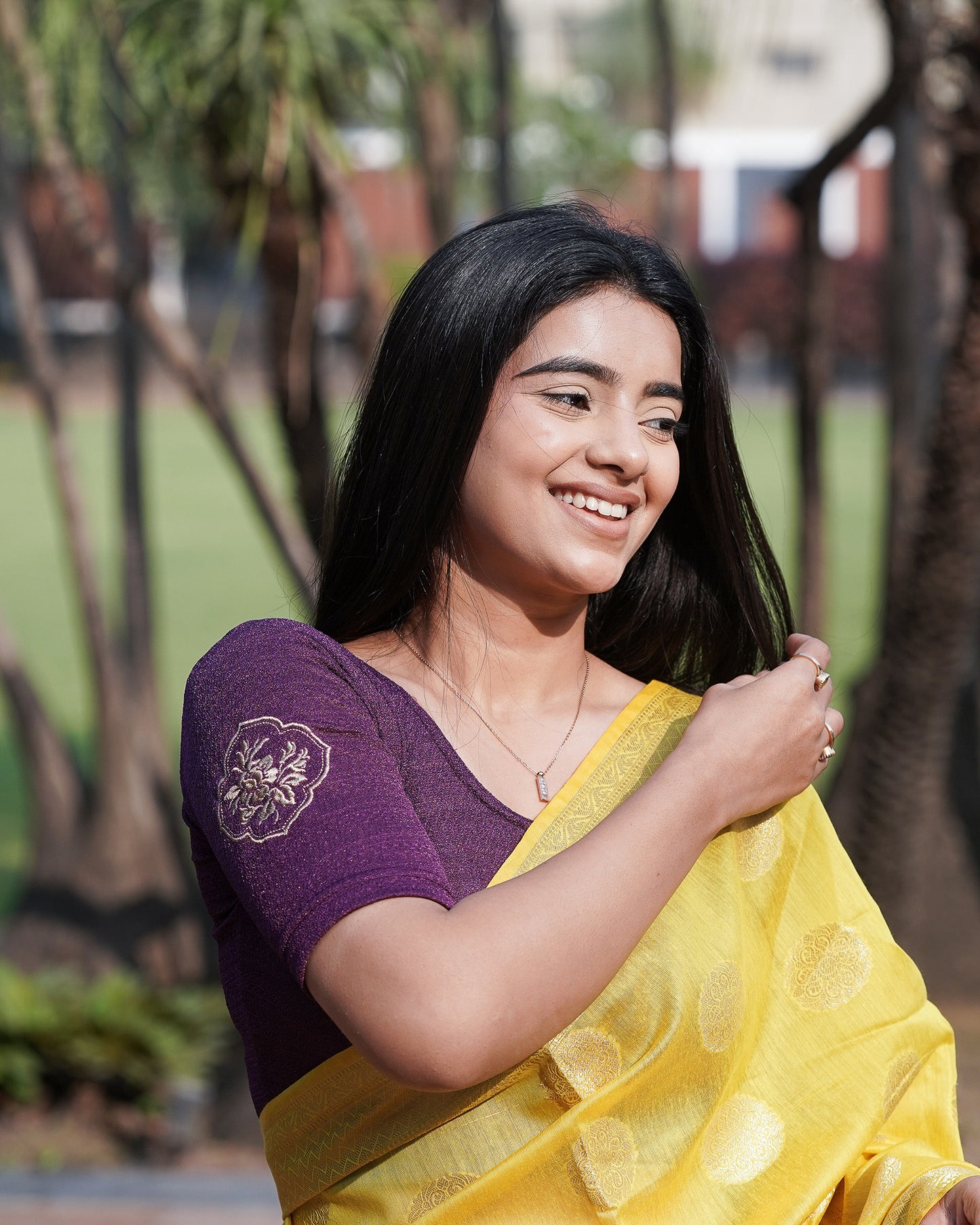 Vismita Purple Rose Embroidered Blouse