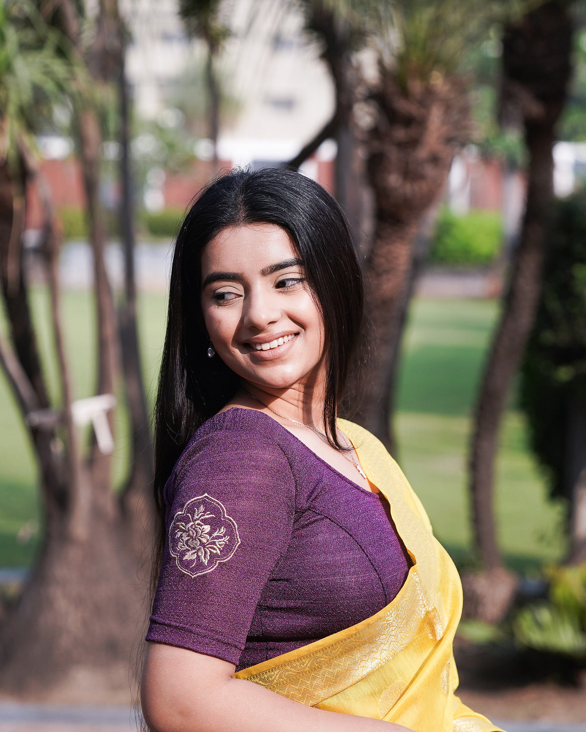 Vismita Purple Rose Embroidered Blouse