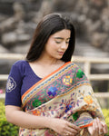Vismita Navy Rose Embroidered Blouse