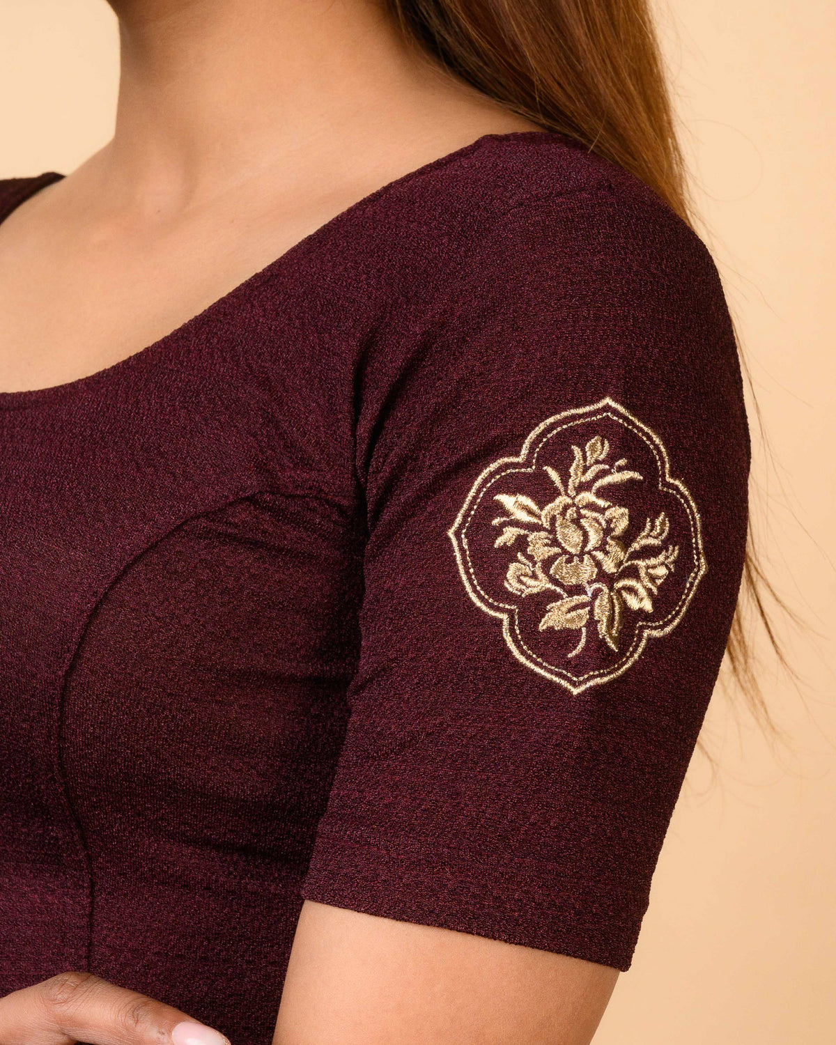 Vismita Wine Rose Embroidered Blouse