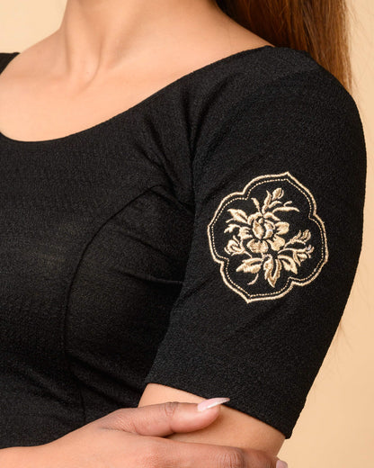 Vismita Black Rose Embroidered Blouse