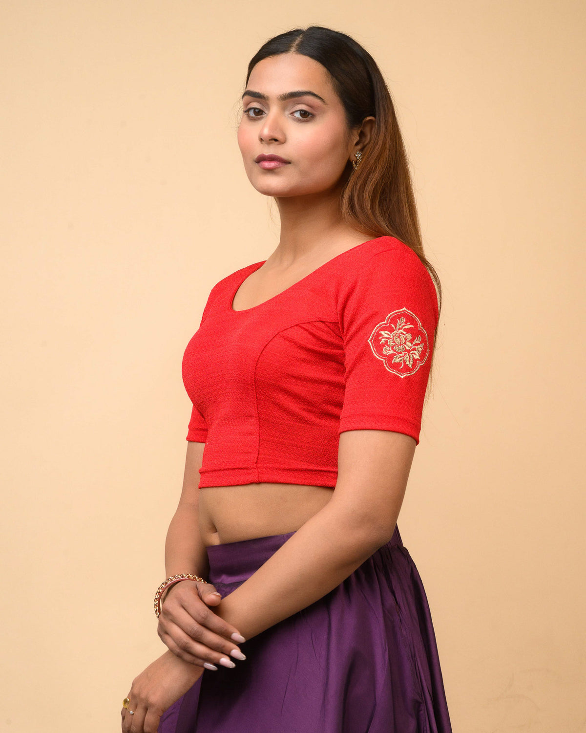 Vismita Red Rose Embroidered Blouse
