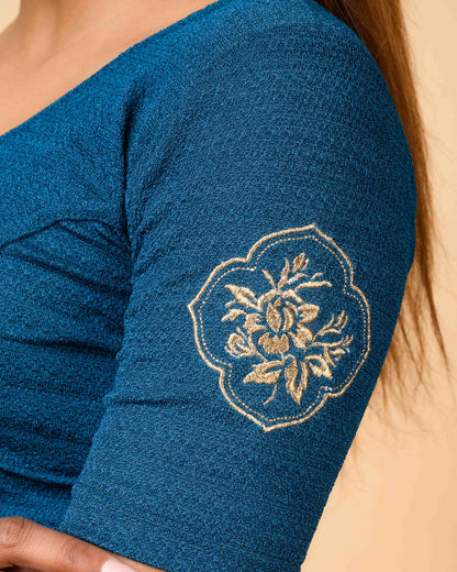 Vismita Peacock Rose Embroidered Blouse