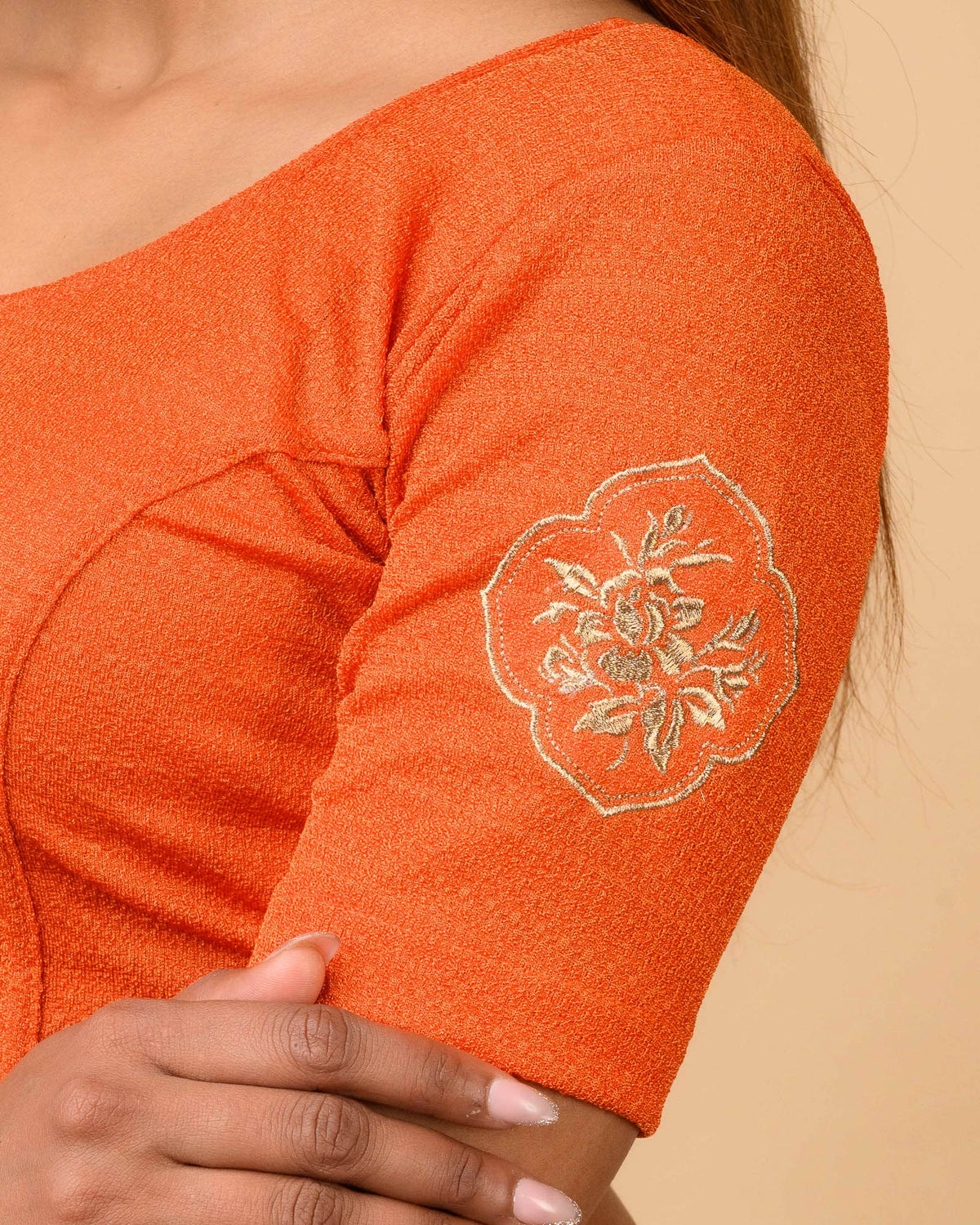 Vismita Orange Rose Embroidered Blouse