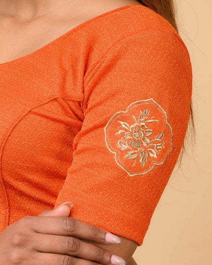 Vismita Orange Rose Embroidered Blouse