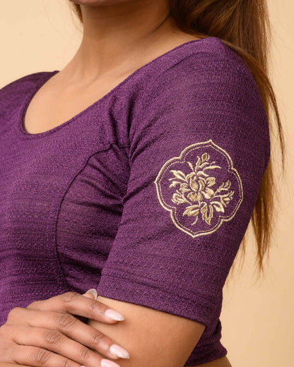 Vismita Purple Rose Embroidered Blouse