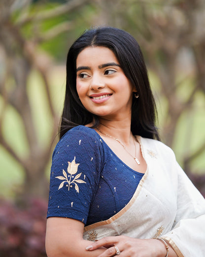 Neerja Navy Gota Appliqué Blouse
