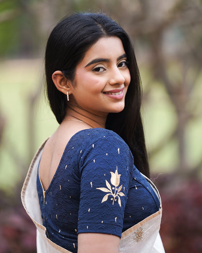 Neerja Navy Gota Appliqué Blouse