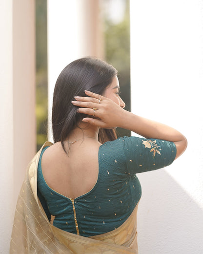 Neerja Teal Gota Appliqué Blouse