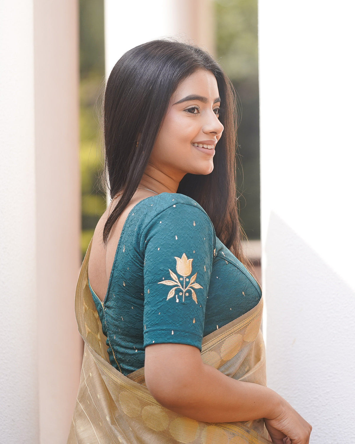 Neerja Teal Gota Appliqué Blouse