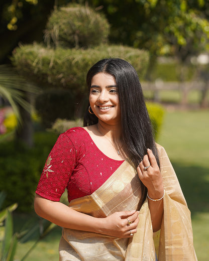Neerja Red Gota Appliqué Blouse