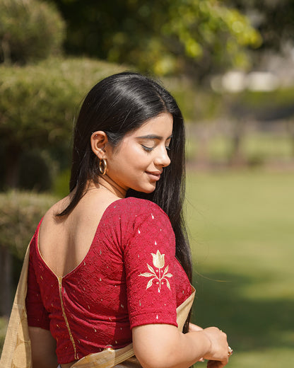 Neerja Red Gota Appliqué Blouse