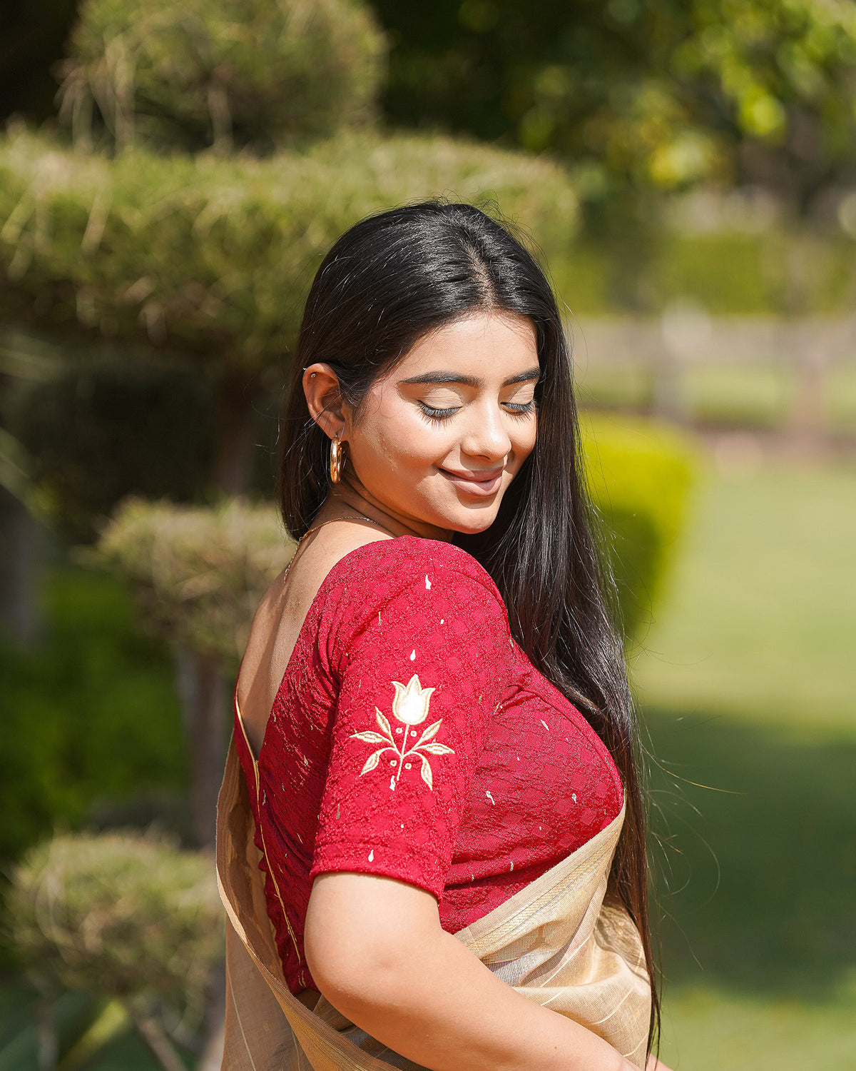 Neerja Red Gota Appliqué Blouse