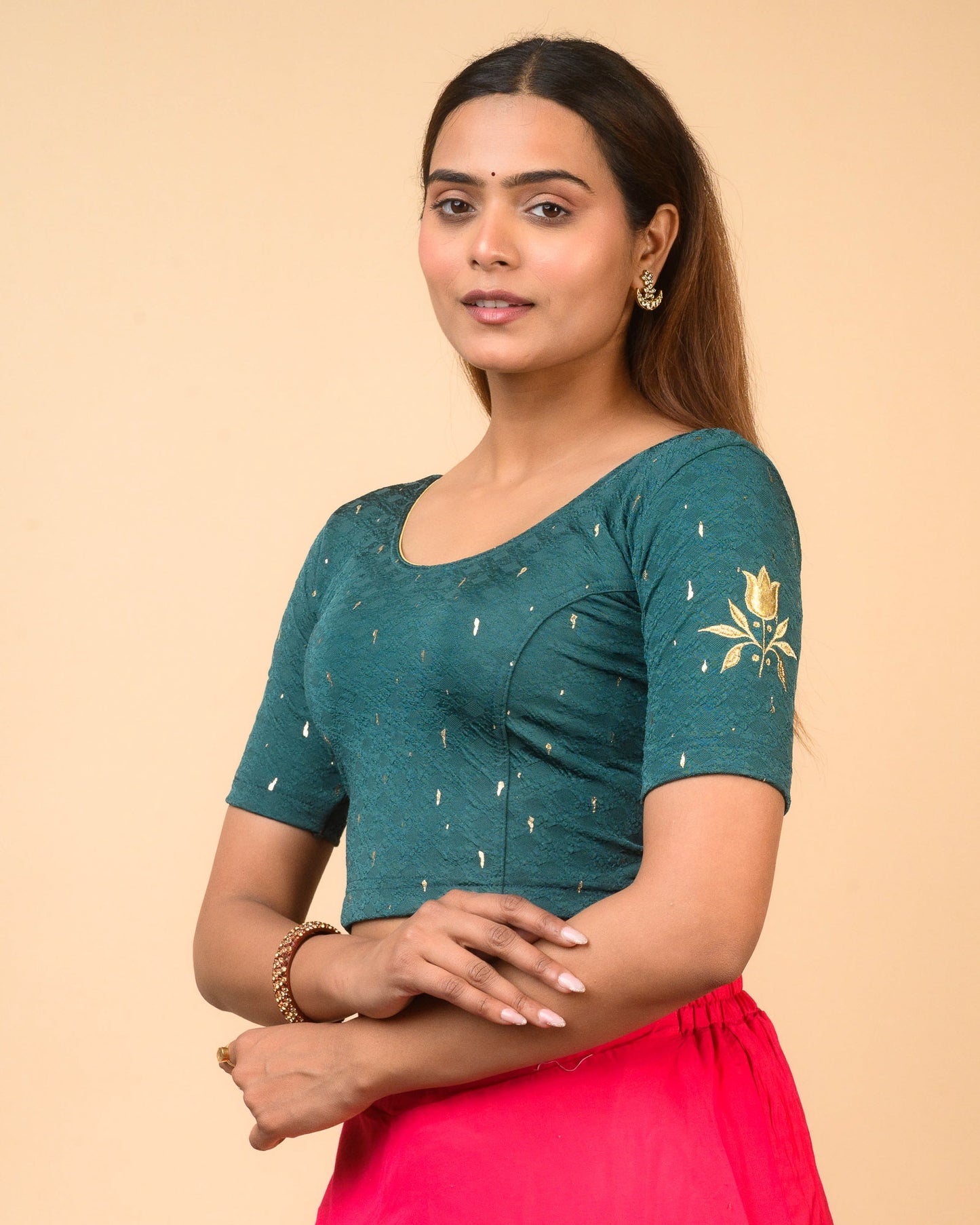 Neerja Teal Gota Appliqué Blouse