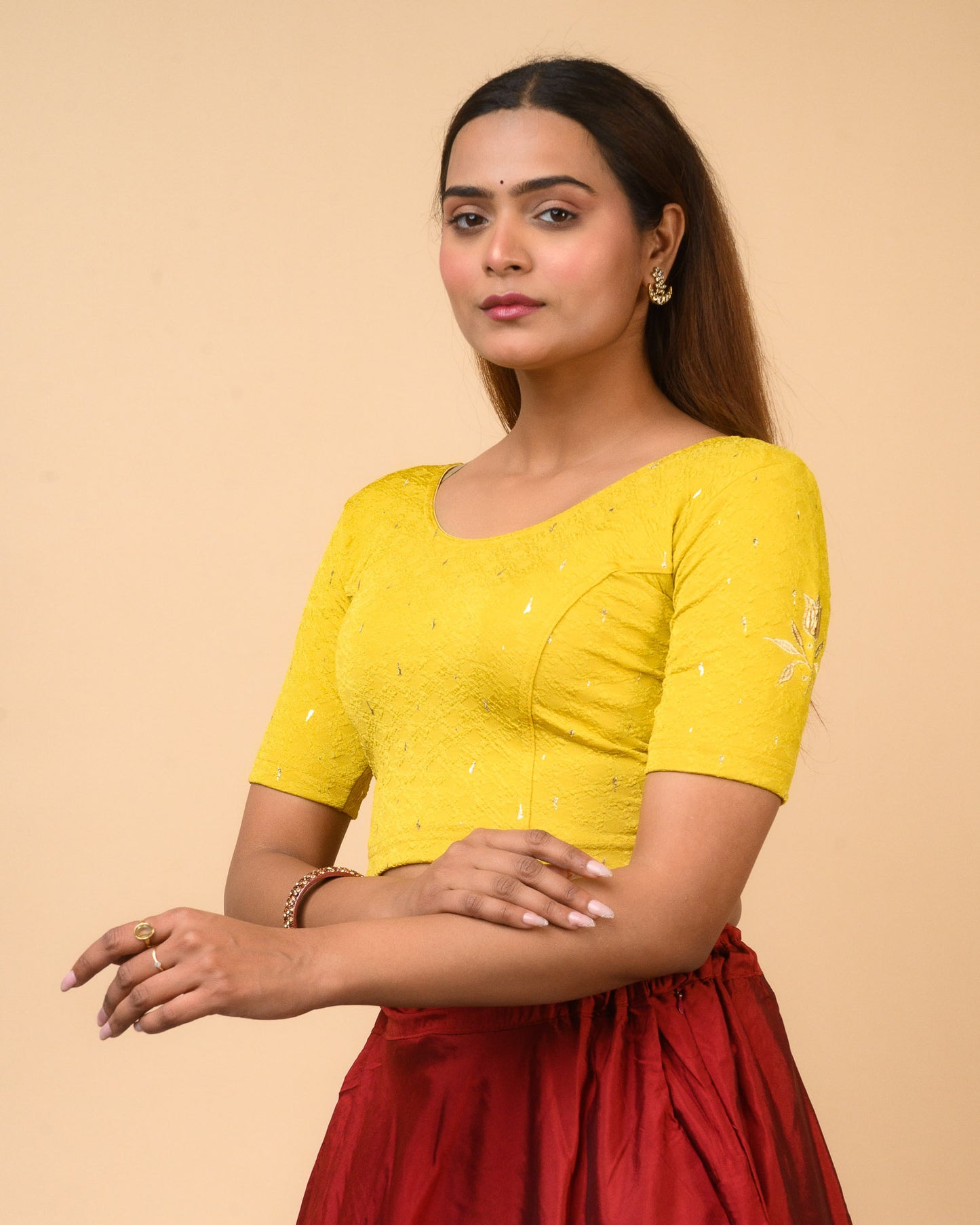 Neerja Mustard Gota Appliqué Blouse