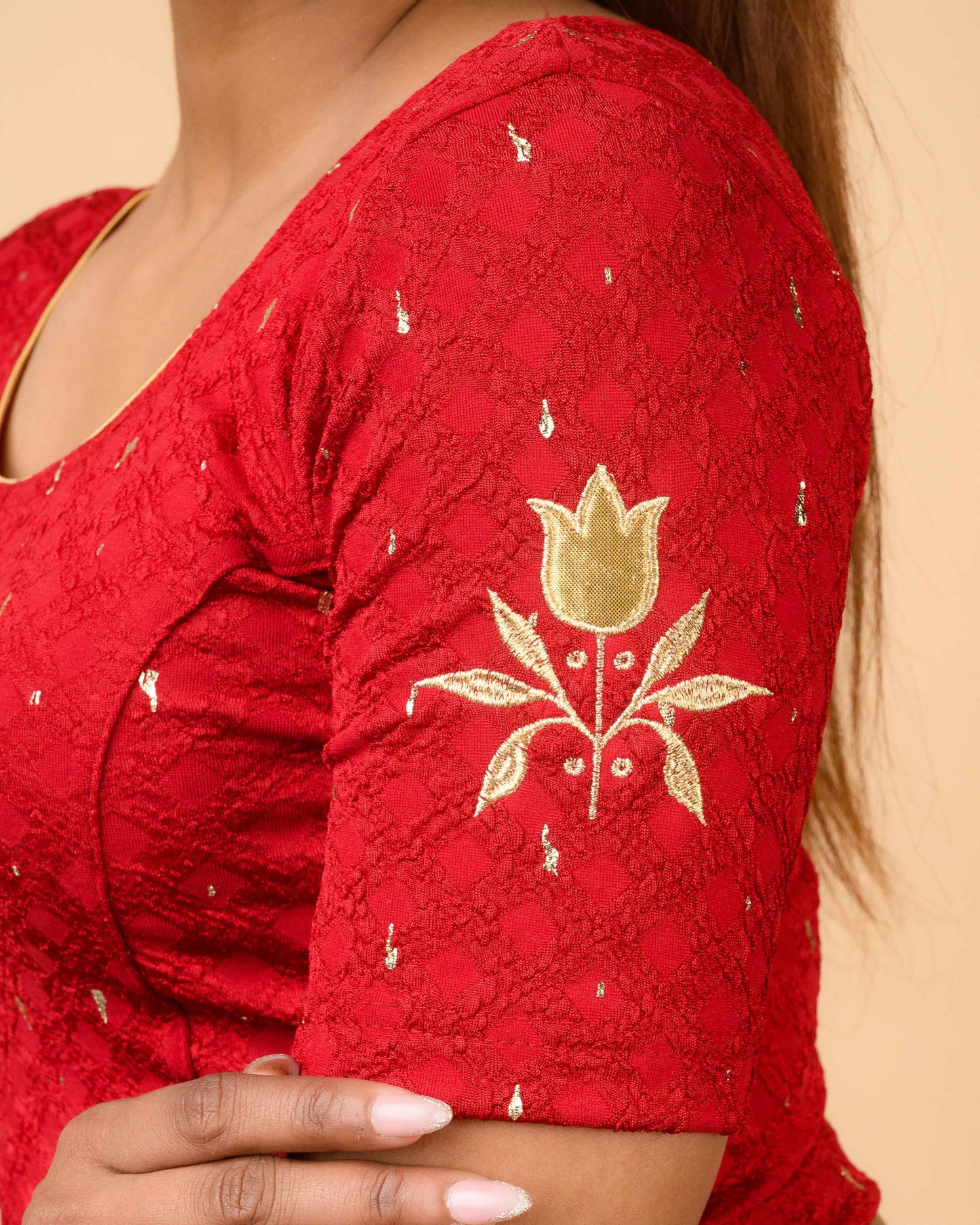 Neerja Red Gota Appliqué Blouse