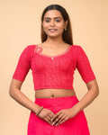 Morpankh Rani Zari Embroidered Designer Neck Saree Blouse Advi