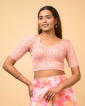 Morpankh Rose Zari Embroidered Designer Neck Saree Blouse Advi