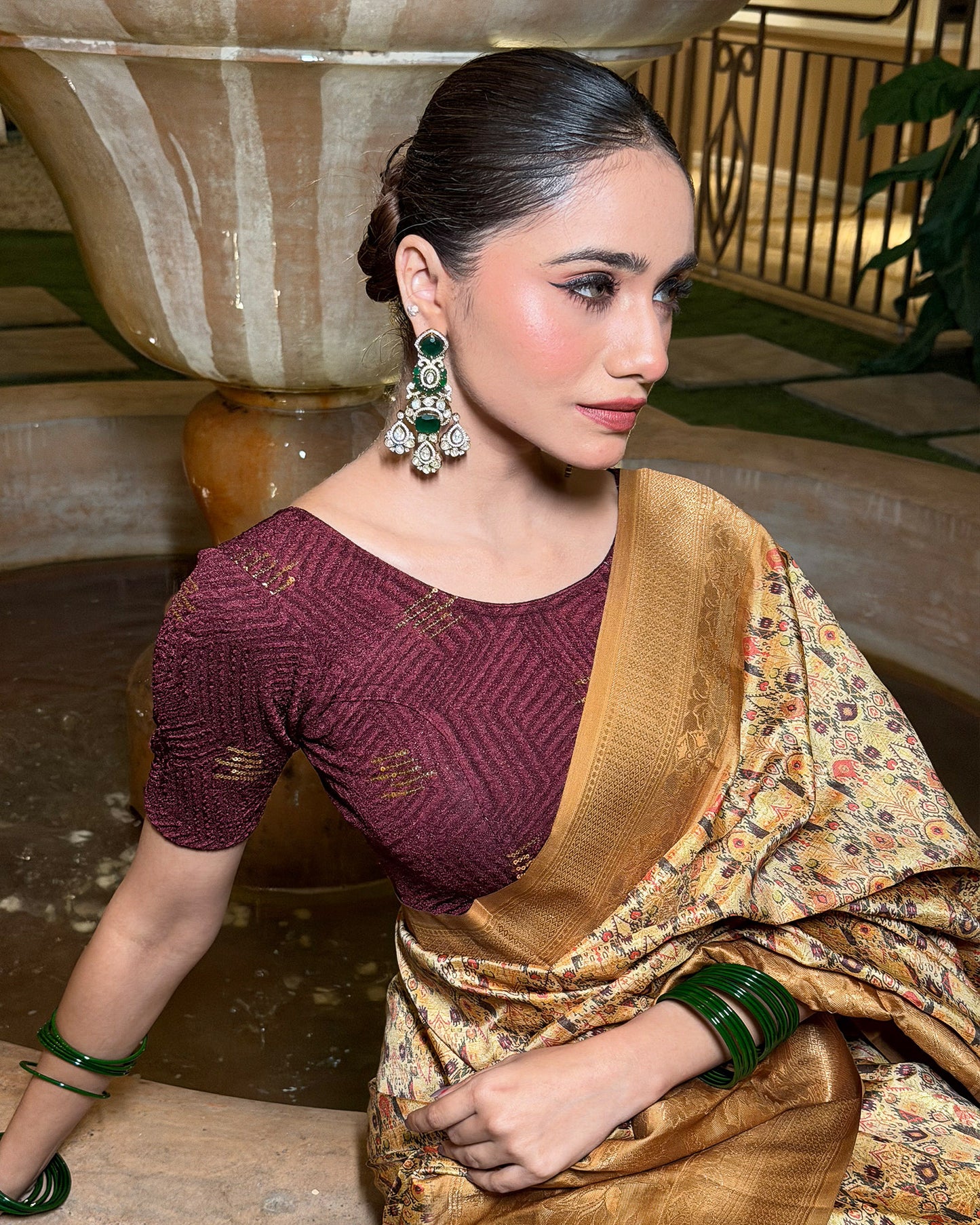 Ramya Wine Sequin Blouse