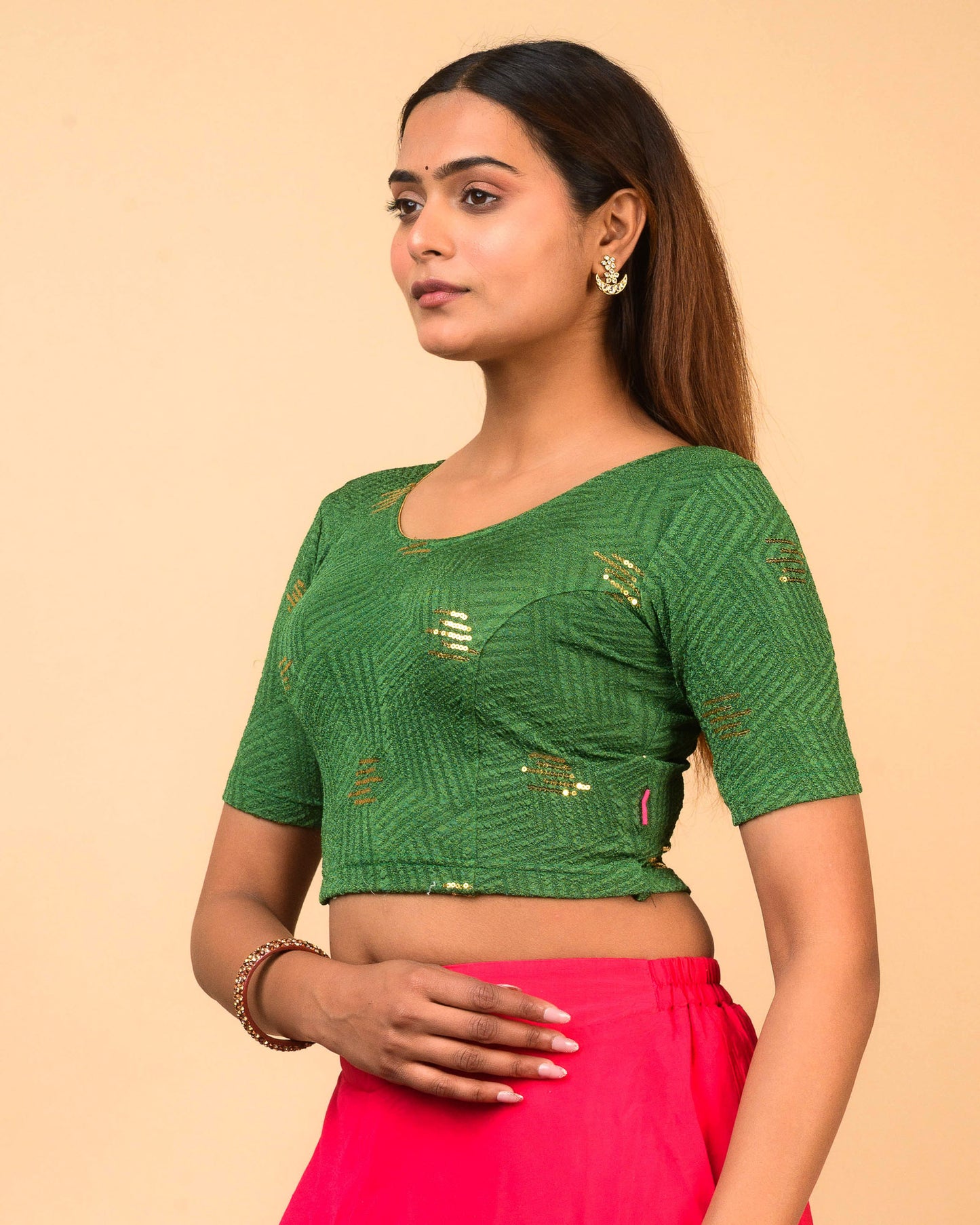 Ramya Green Sequin Blouse