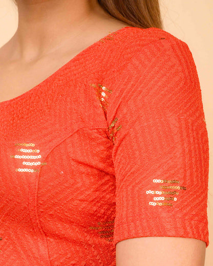 Ramya Red Sequin Blouse